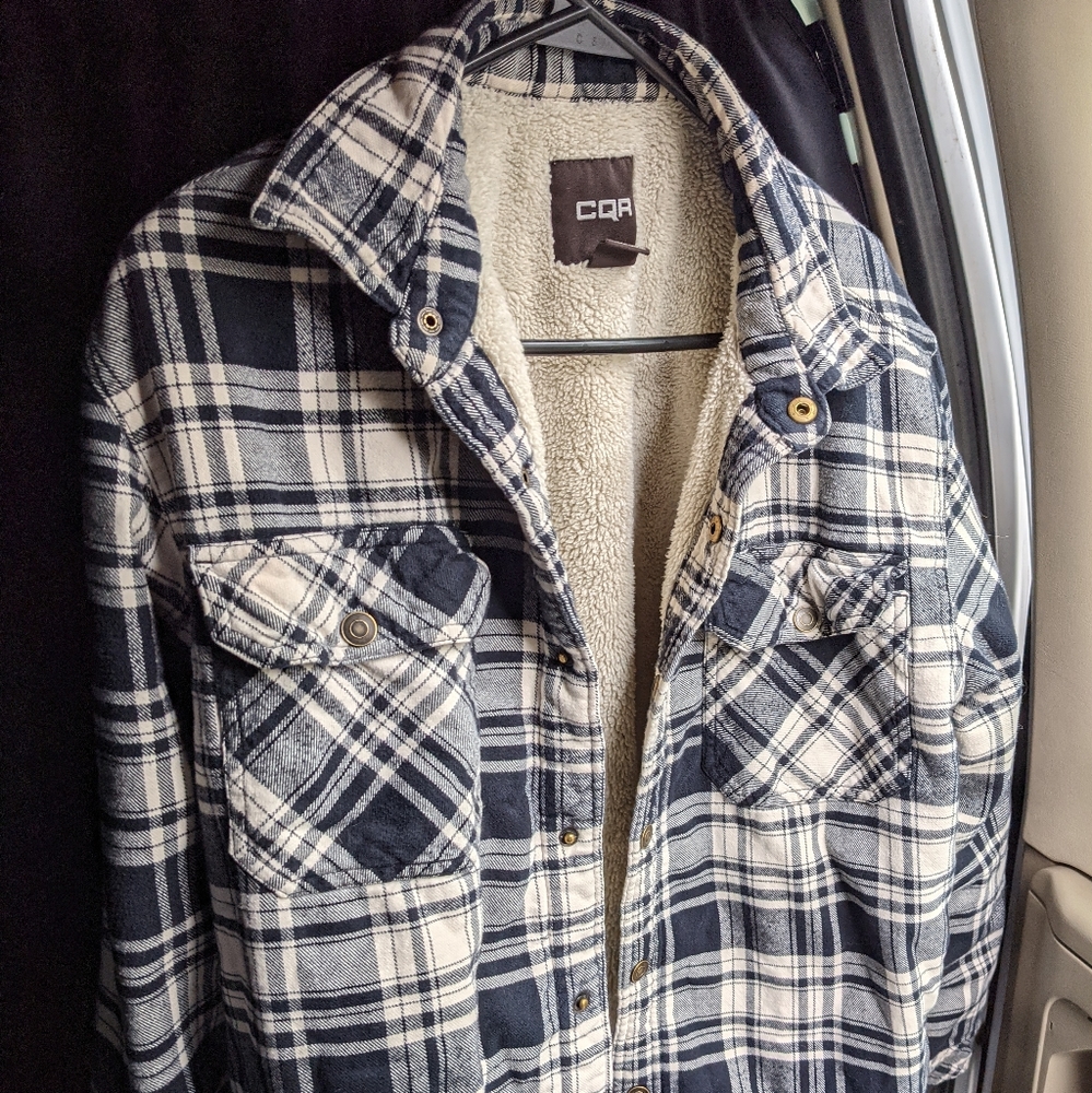 CQR black and white plaid Sherpa jacket